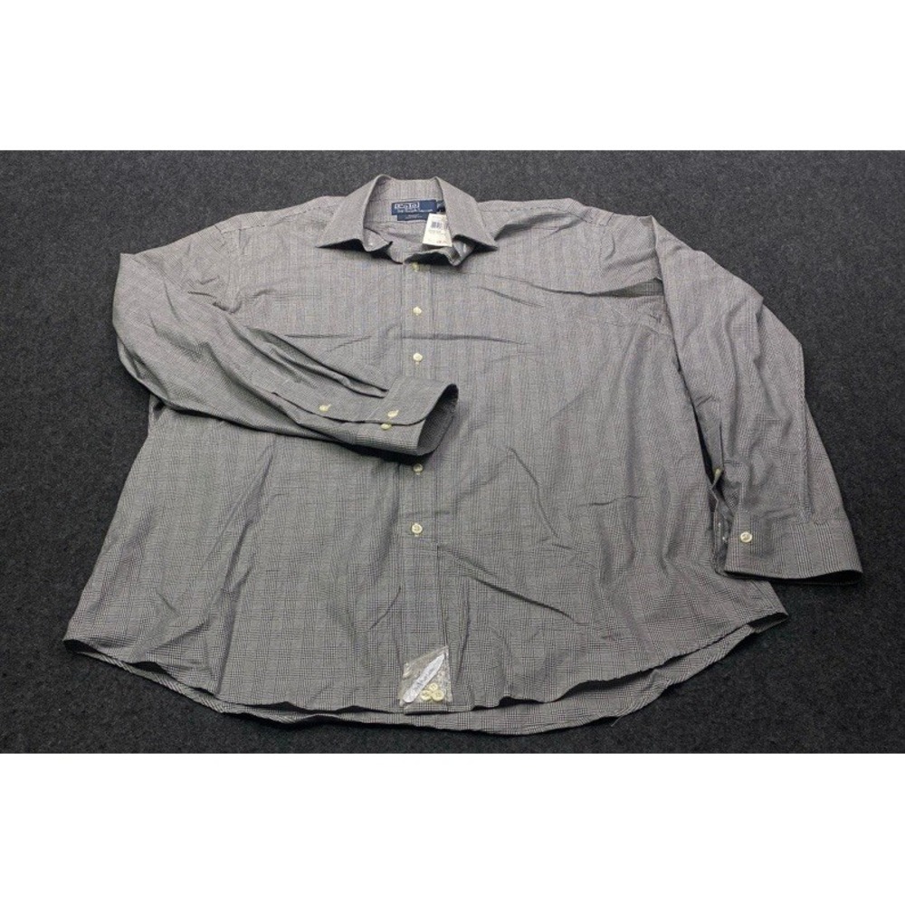 NWT Polo Ralph Lauren Shirt Men 17.5 34/35 Black White Houndstooth Regent